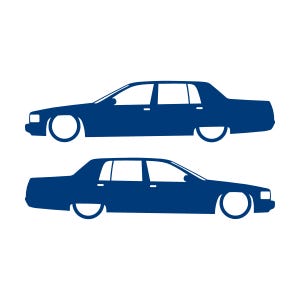 Set Of 2 Lowered Car Silhouette Decal Stickers For Cadillac Fleetwood 2nd Gen 1993-96 Blue