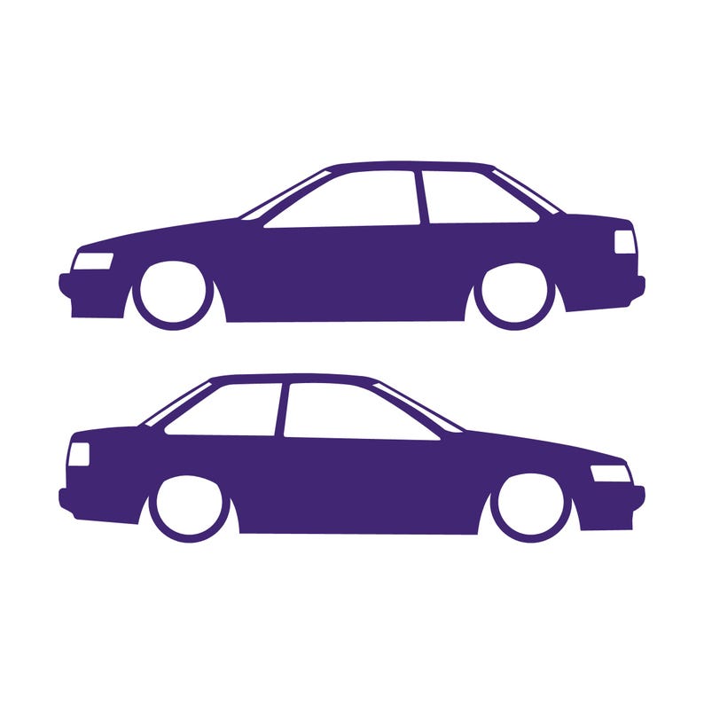 Set van 2 verlaagde autosilhouet-stickers voor Toyota Hilux 2-deurs N50 1988-97 Coupé Paars