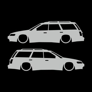 Set mit 2 Aufklebern für tiefergelegte Fahrzeuge für Subaru Legacy 1st Gen Wagon Light Grey