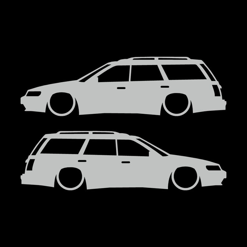 Set mit 2 Aufklebern für tiefergelegte Fahrzeuge für Subaru Legacy 1st Gen Wagon Light Grey