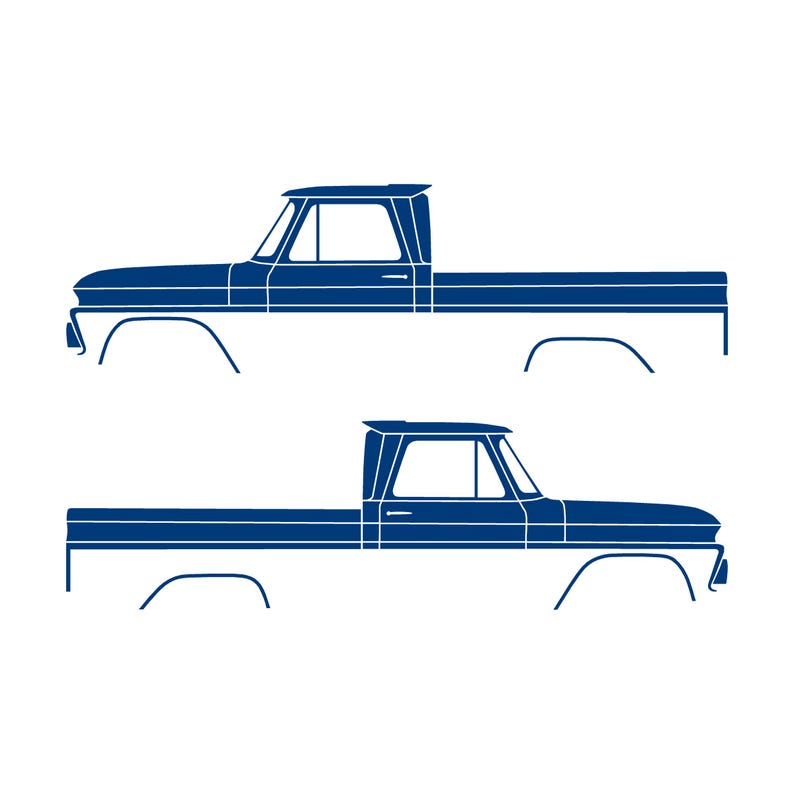 Set van 2 autosilhouet-stickers voor Chevrolet C10 1e generatie korte laadbak 1964-66 Blauw
