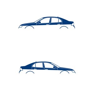 Juego de 2 pegatinas decorativas con silueta de coche rebajado para Saab 9-3 Early Spec 2nd Gen Sedan Azul