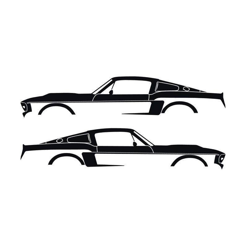 Set van 2 autosilhouet-stickers voor Ford Mustang Shelby GT500 E Zwart