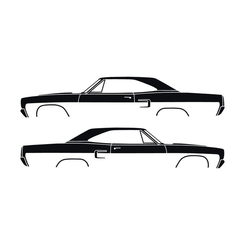 Set Of 2 Car Silhouette Decal Stickers For 1970 Plymouth Road Runner Coupe Black