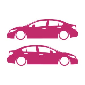 Set Of 2 Lowered Car Silhouette Decal Stickers For Honda Civic FB 9th Gen Sedan Pink