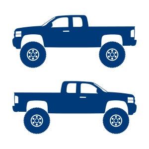 Set Of 2 Lifted Car Silhouette Decal Stickers For Chevrolet Silverado 2nd Gen 2007-14 Ext Cab Blue