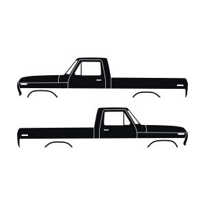 Juego de 2 calcomanías con silueta de auto para Ford F100 de sexta generación con caja corta. Negro