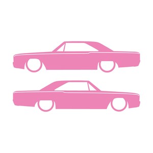Set med 2 silhuettdekaler för Dodge Dart 4:e generationen 1967-69 Classic Hardtop Coupe Soft Pink