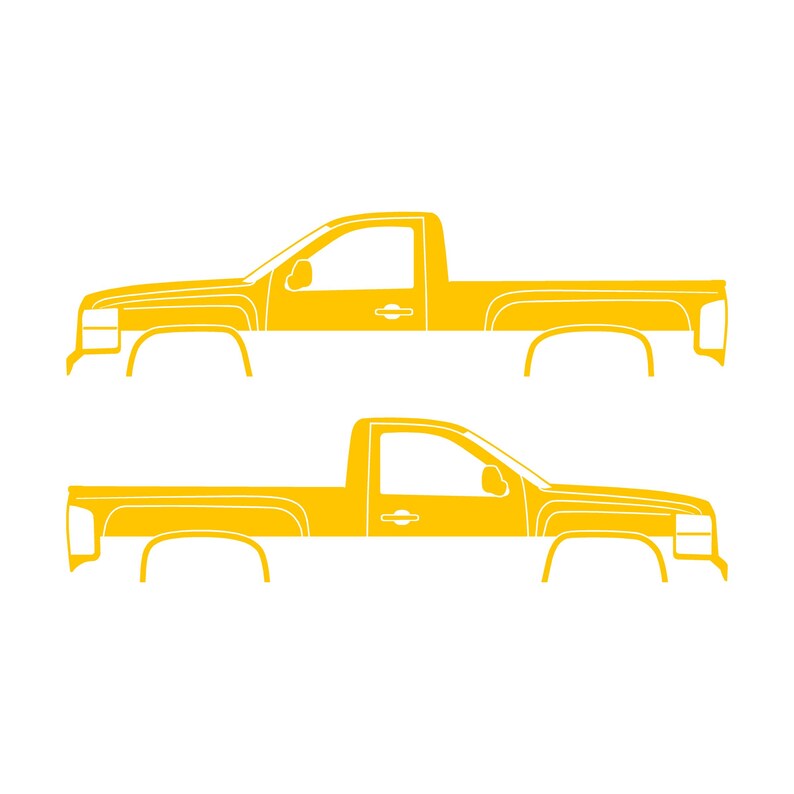 Set mit 2 Auto-Silhouette-Aufklebern für Chevrolet Silverado 2007-13 Einzelkabine Gelb