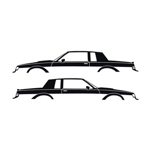 Set Of 2 Car Silhouette Decal Stickers For Buick Grand National Coupe Black
