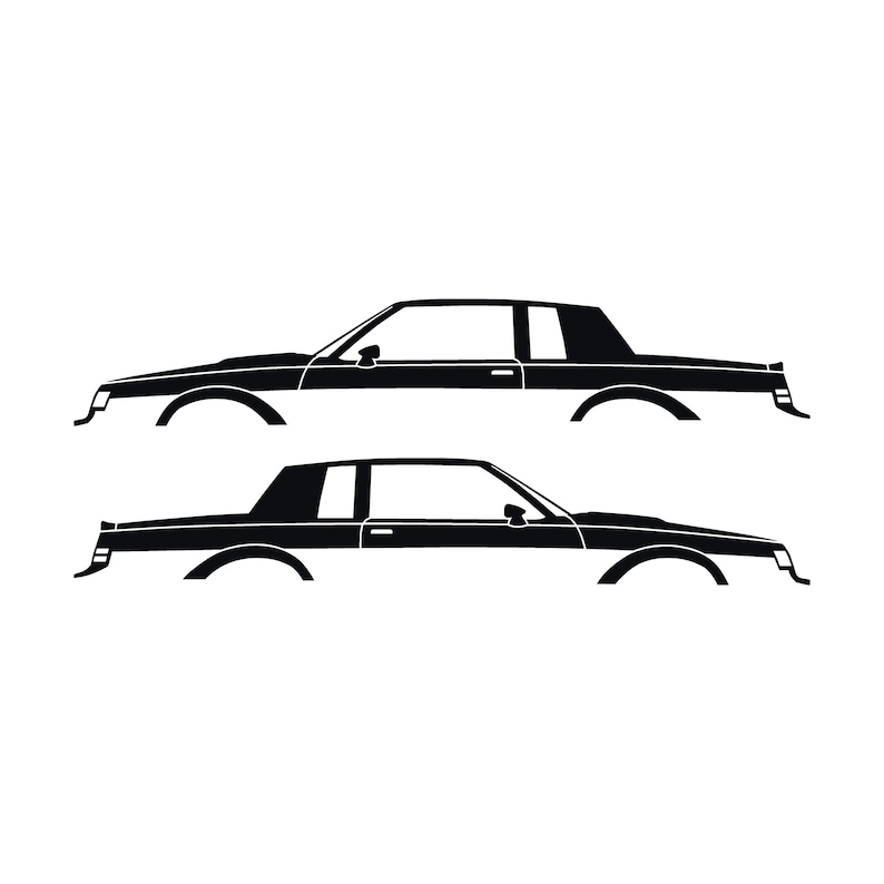 Set Of 2 Car Silhouette Decal Stickers For Buick Grand National Coupe Black