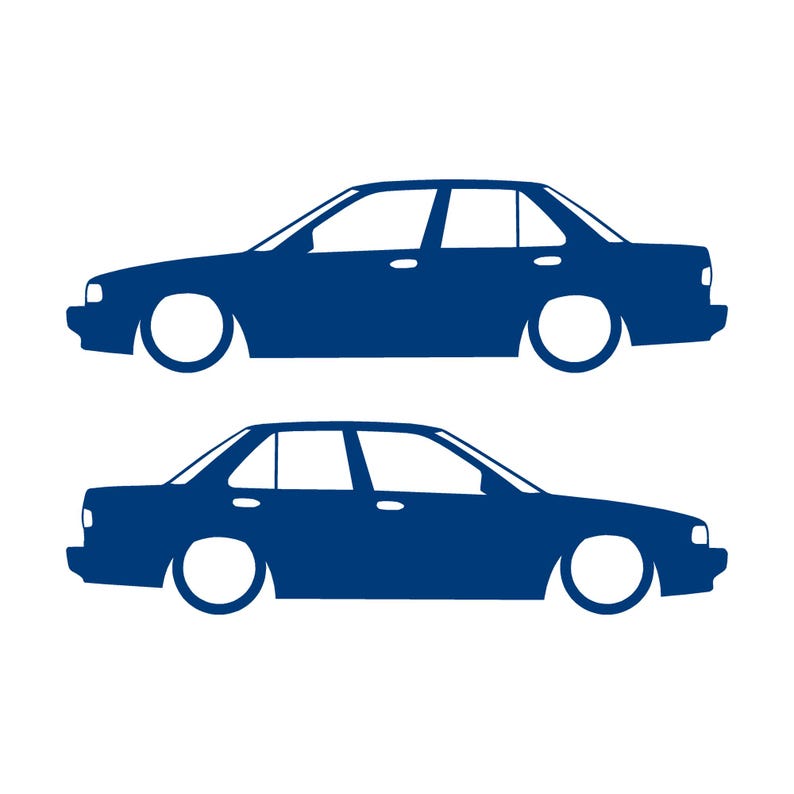 Juego de 2 pegatinas decorativas con silueta de coche rebajado para JDM para Nissan Sentra SE-R Azul
