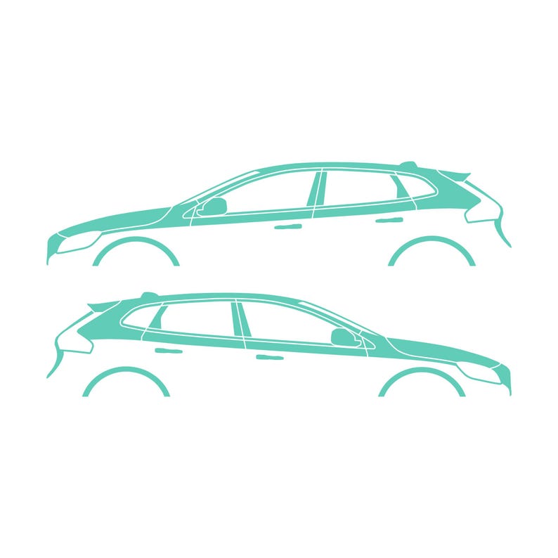 Set Of 2 Car Silhouette Decal Stickers For Volvo V40 2012-19 Mint