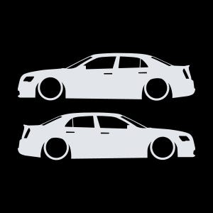 Juego de 2 pegatinas con silueta de coche rebajado para Chrysler 300 SRT de segunda generación. Blanco