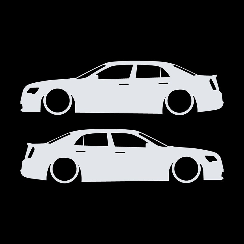 Juego de 2 pegatinas con silueta de coche rebajado para Chrysler 300 SRT de segunda generación. Blanco