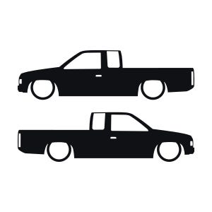 Set Of 2 Lowered Truck Silhouette Decal Stickers For Nissan Hardbody Ext Cab D21 Pickup Black