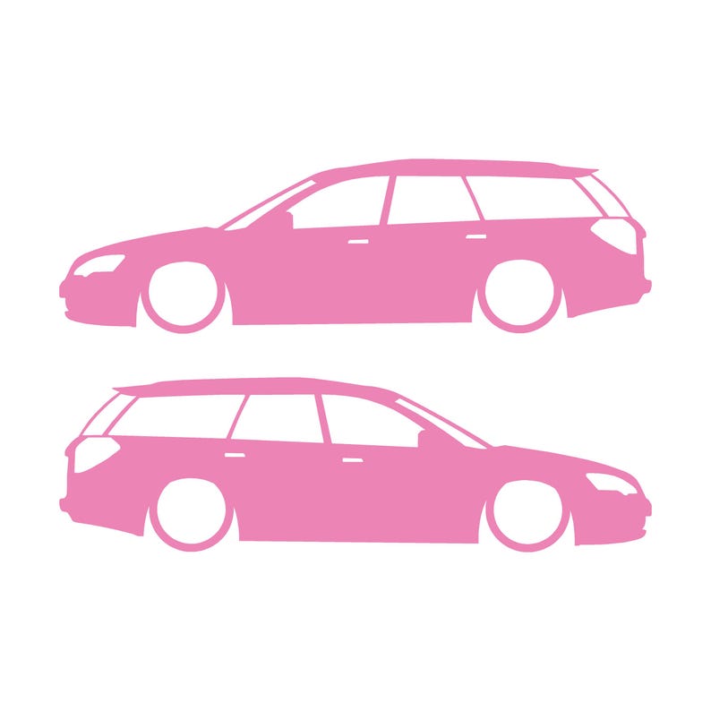 Juego de 2 pegatinas decorativas con silueta de coche rebajado para Subaru Legacy BP Wagon de cuarta generación. Soft Pink
