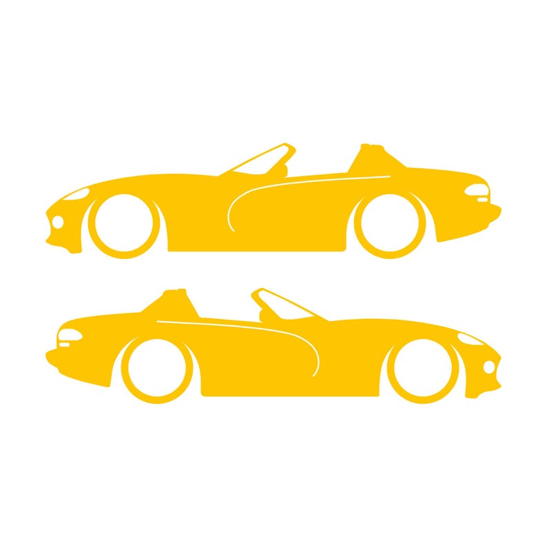 Set mit 2 Aufklebern für tiefergelegte Fahrzeuge für Dodge Viper Roadster der 1. Generation Gelb