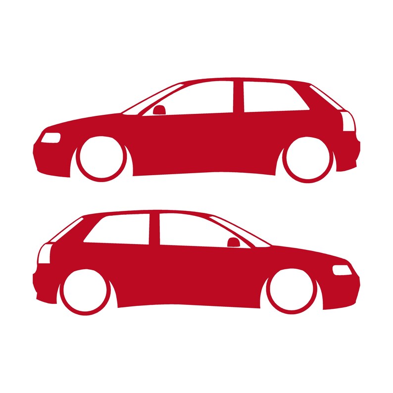 Set Of 2 Lowered Car Silhouette Decal Stickers For Audi A3 S3 8L 1996-2003 Red
