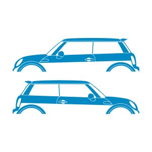 Set Of 2 Car Silhouette Decal Stickers For Mini Cooper S R56 - Mk2 - 2nd Gen Light Blue