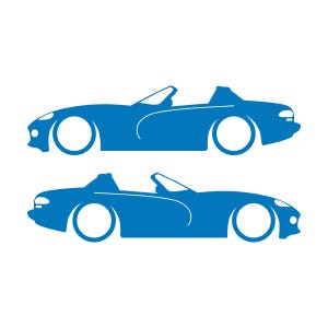 Set mit 2 Aufklebern für tiefergelegte Fahrzeuge für Dodge Viper Roadster der 1. Generation Sky Blue