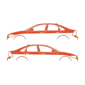 Set Of 2 Car Silhouette Decal Stickers For Volvo S40 2nd Gen Orange