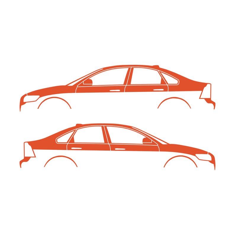 Set Of 2 Car Silhouette Decal Stickers For Volvo S40 2nd Gen Orange
