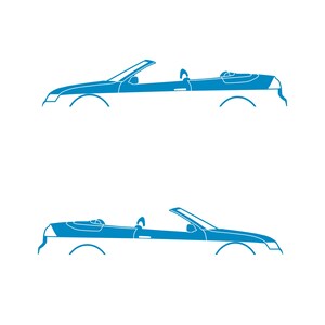 Set Of 2 Car Silhouette Decal Stickers For Saab 9-3 Early Spec 2nd Gen Convertible Light Blue