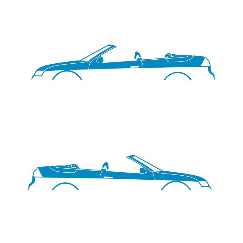 Set Of 2 Car Silhouette Decal Stickers For Saab 9-3 Early Spec 2nd Gen Convertible Light Blue