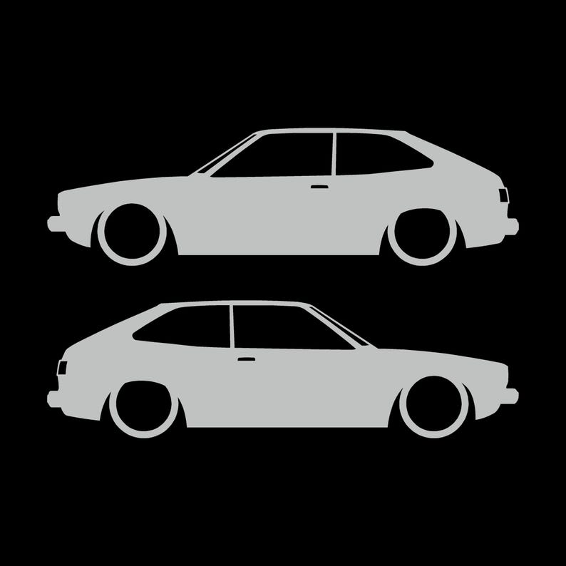 Set Of 2 Lowered Car Silhouette Decal Stickers For Honda Accord Hatch 1st Gen Classic Hatchback Light Grey