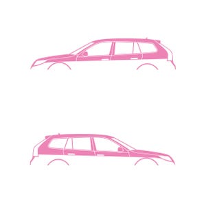 サーブ9-5スポーツツアラーワゴン用カーシルエットデカールステッカー2枚セット Soft Pink
