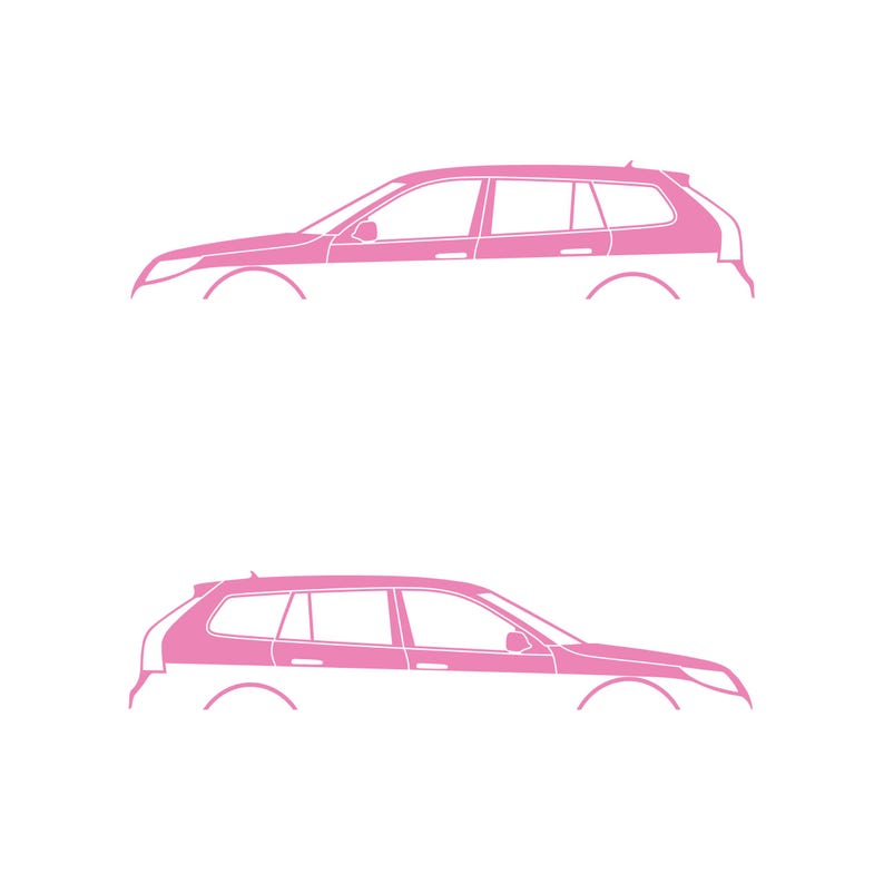 サーブ9-5スポーツツアラーワゴン用カーシルエットデカールステッカー2枚セット Soft Pink