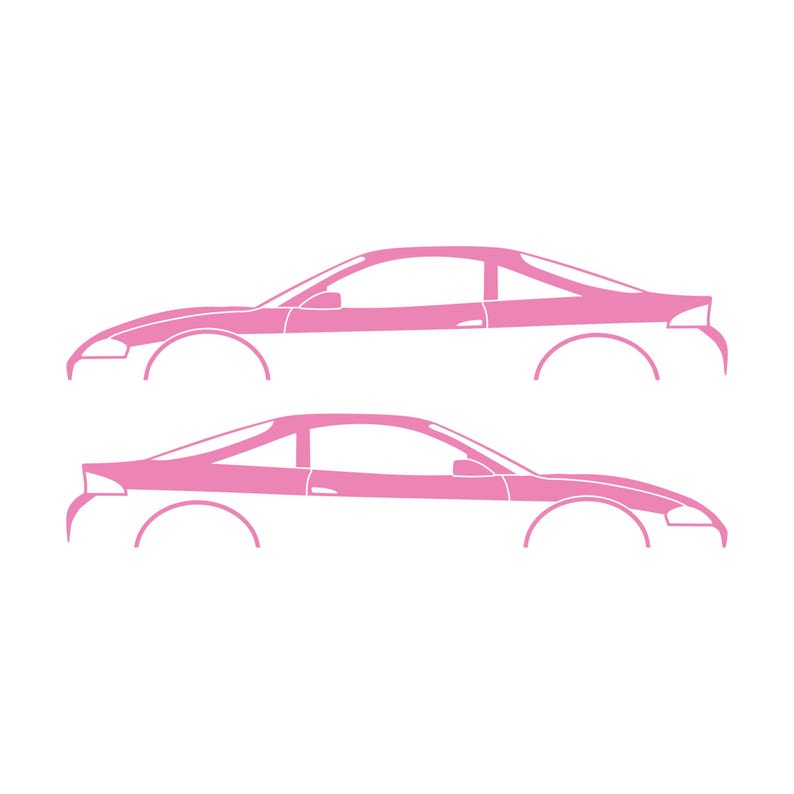 Set Of 2 Car Silhouette Decal Stickers For Mitsubishi Eclipse 2nd Gen 2Gb 1997-99 GS-T GSX Soft Pink