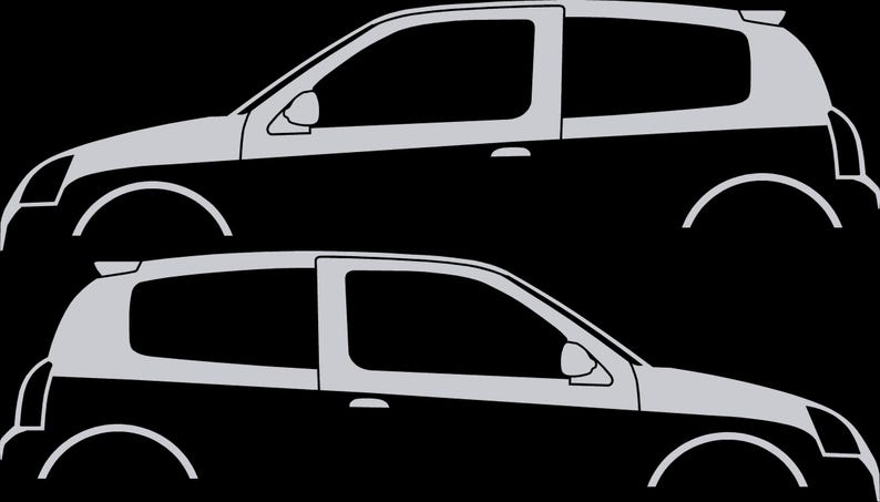 Set Of 2 Car Silhouette Decal Stickers For Renault Clio Mk2 Sport RS White