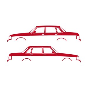 Set Of 2 Car Silhouette Decal Stickers For Volvo 244 Sedan Red