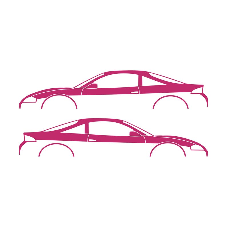 Set Of 2 Car Silhouette Decal Stickers For Mitsubishi Eclipse 2nd Gen 2Gb 1997-99 GS-T GSX Pink