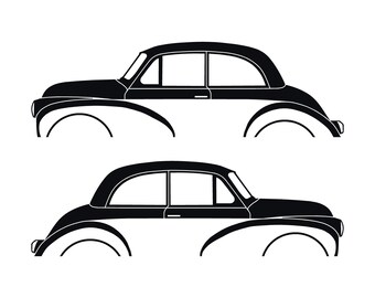 Set Of 2 Car Silhouette Decal Stickers For Morris Minor 2-door Saloon Coupe