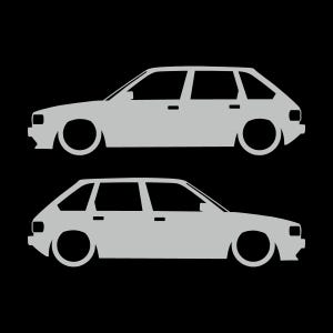 Set Of 2 Lowered Car Silhouette Decal Stickers For Austin Maestro Light Grey