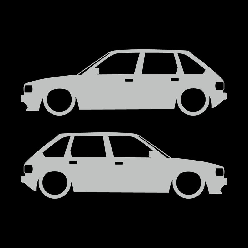 Set Of 2 Lowered Car Silhouette Decal Stickers For Austin Maestro Light Grey