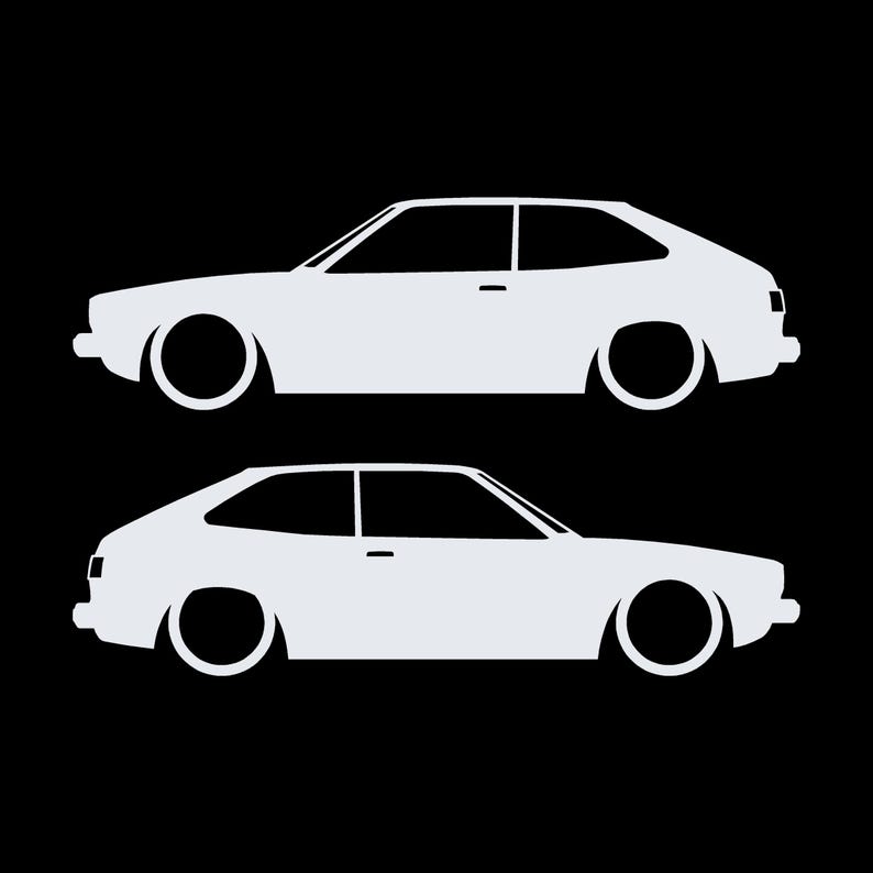 Set Of 2 Lowered Car Silhouette Decal Stickers For Honda Accord Hatch 1st Gen Classic Hatchback White