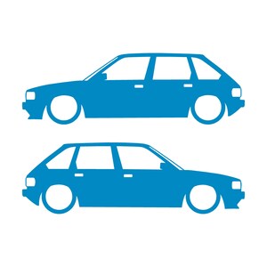 Set Of 2 Lowered Car Silhouette Decal Stickers For Austin Maestro Light Blue