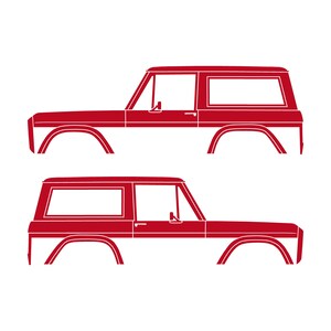 Set Of 2 Car Silhouette Decal Stickers For Classic Ford Bronco 1st Gen Top Removed Red
