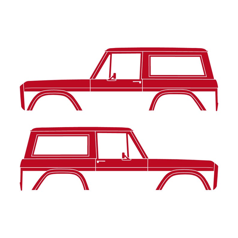 Set Of 2 Car Silhouette Decal Stickers For Classic Ford Bronco 1st Gen Top Removed Red