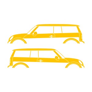Set Of 2 Car Silhouette Decal Stickers For Mini Clubman R55 - 1st Gen 2007-14 Yellow