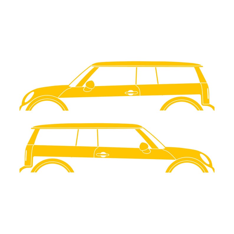 Set Of 2 Car Silhouette Decal Stickers For Mini Clubman R55 - 1st Gen 2007-14 Yellow
