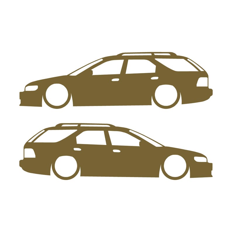 Set med 2 sänkta silhuettdekaler för Honda Accord 5:e generationen 1993-97 kombi Guld