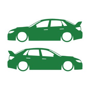 Set mit 2 Auto-Silhouette-Aufklebern für Subaru WRX STI VA 2014 Limousine Grün