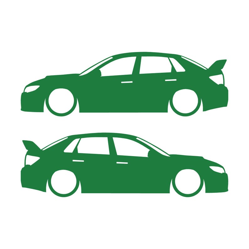 Set mit 2 Auto-Silhouette-Aufklebern für Subaru WRX STI VA 2014 Limousine Grün