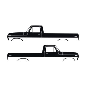 Set Of 2 Lifted Truck Silhouette Decal Stickers For Ford F100 1973-79 6th Gen Pickup Black