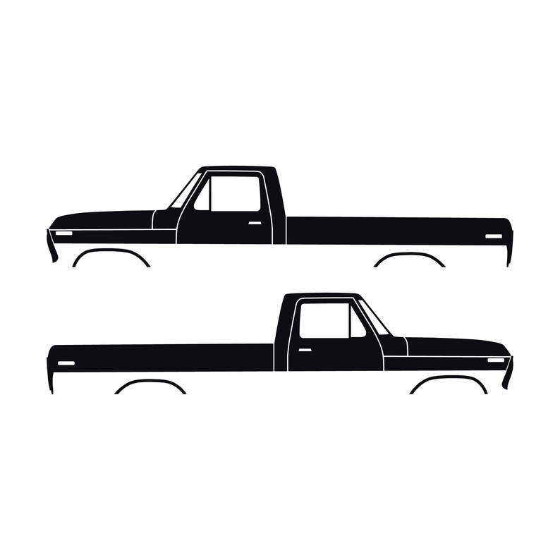 Set Of 2 Lifted Truck Silhouette Decal Stickers For Ford F100 1973-79 6th Gen Pickup Black